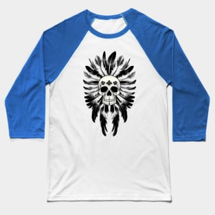 skull with feathers Baseball T-Shirt